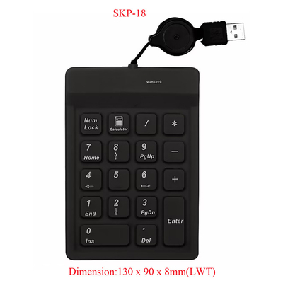 Clavier numérique industriel médical en silicone désinfectable anti-virus avec câble USB rétractable